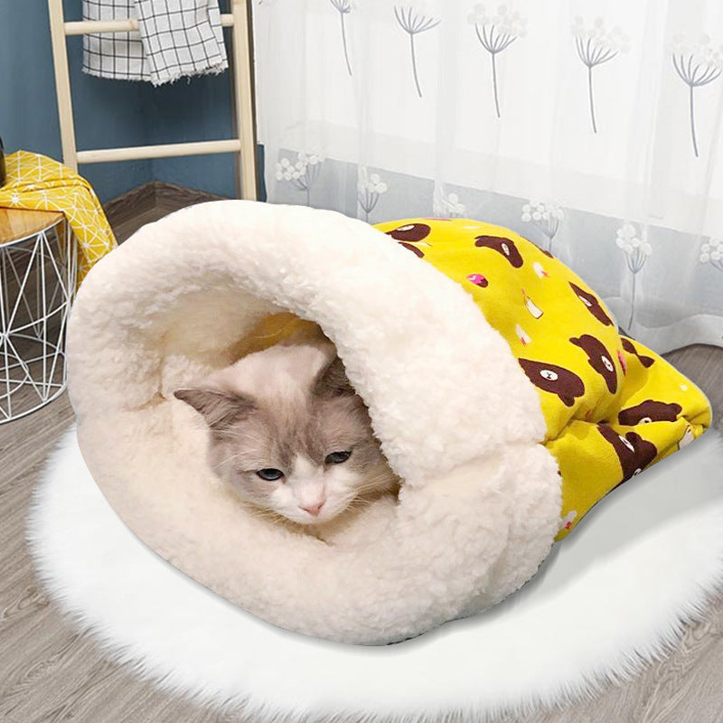 Cozy Plush Cat Sleeping Bag Bed Sock