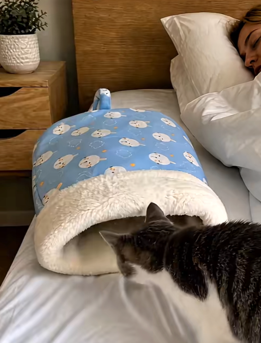 Cozy Plush Cat Sleeping Bag Bed Sock